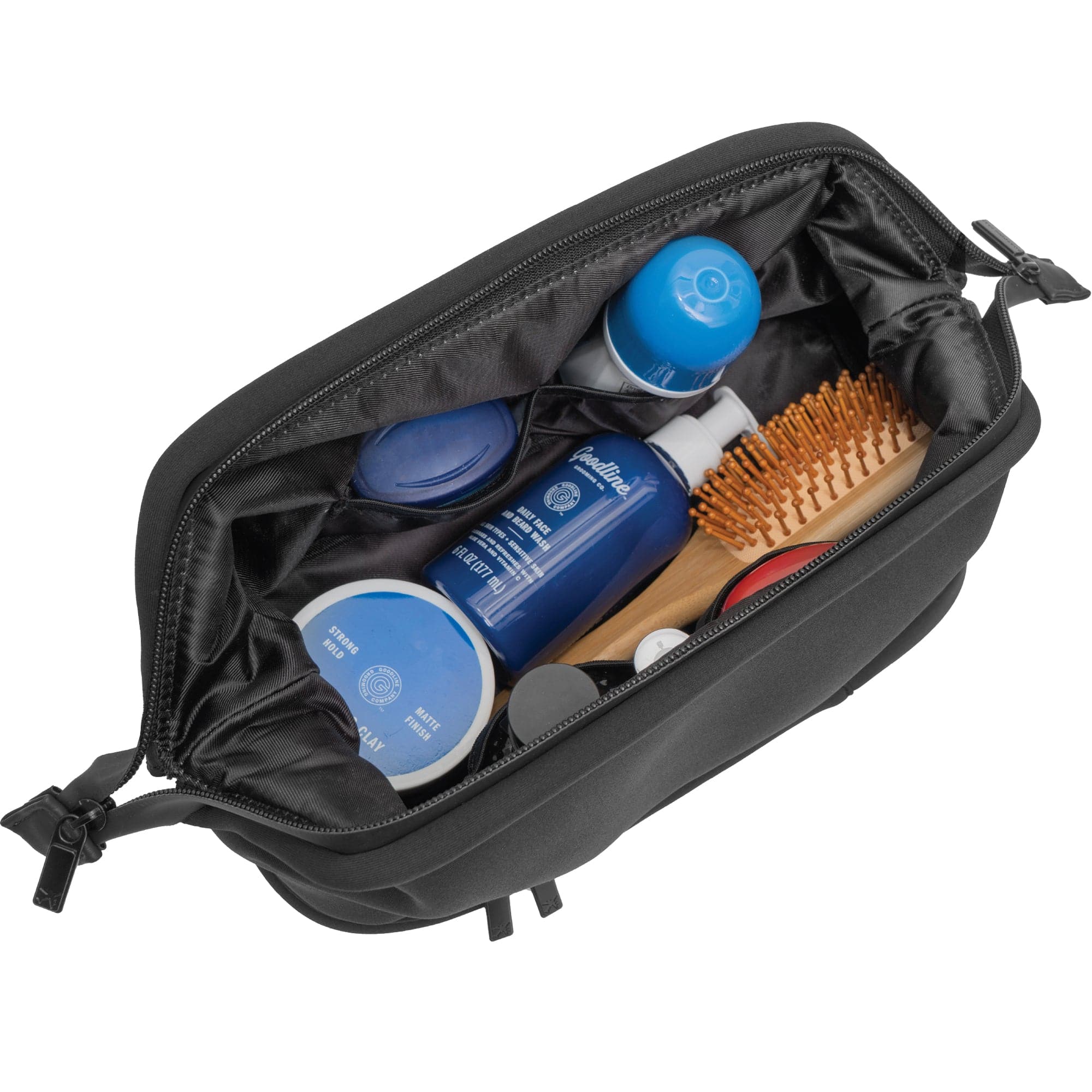 The Callisto Neoprene Drop Bottom Toiletry Case- Black