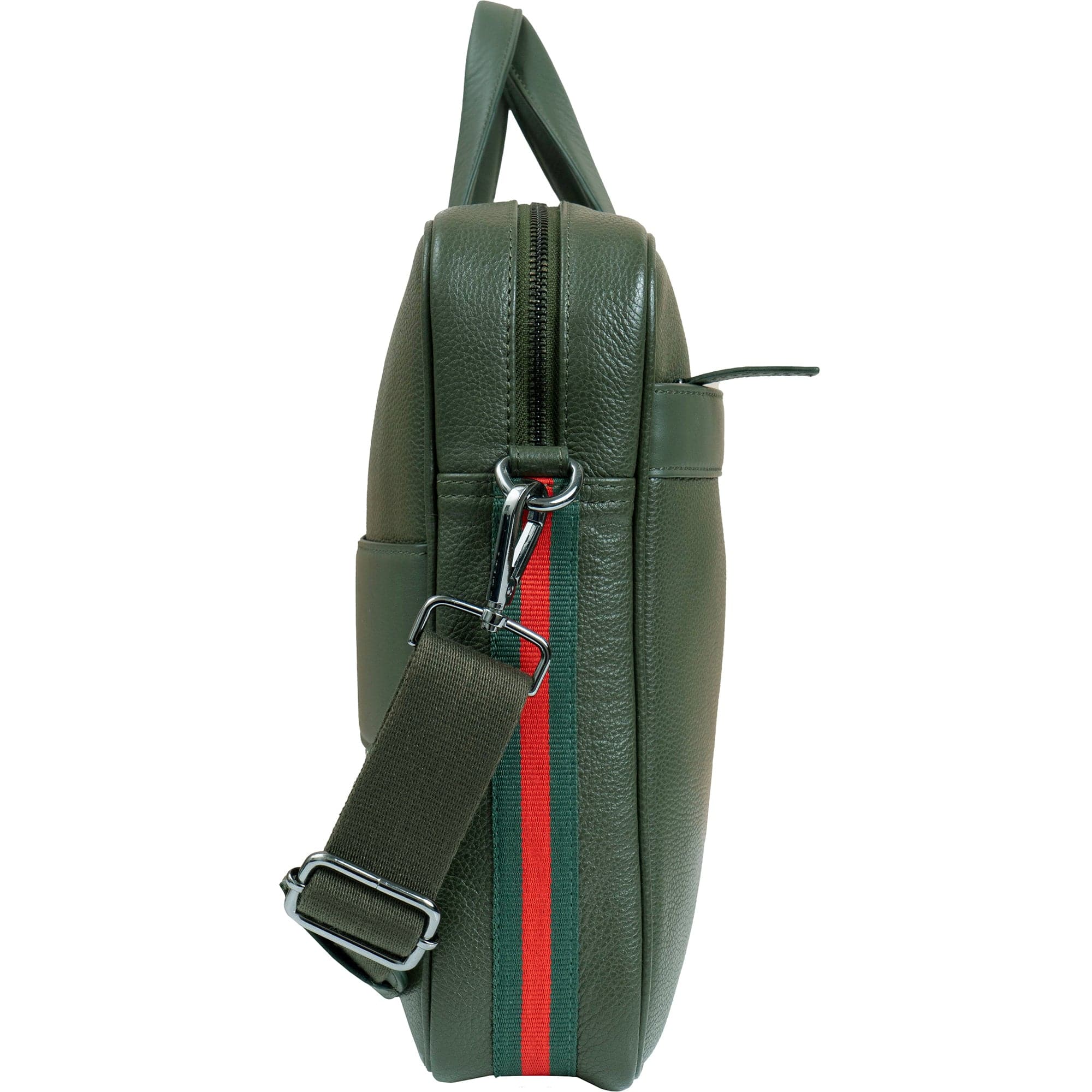 Hey Handsome 18" Pebble Grain Genuine Leather Briefcase - Olive