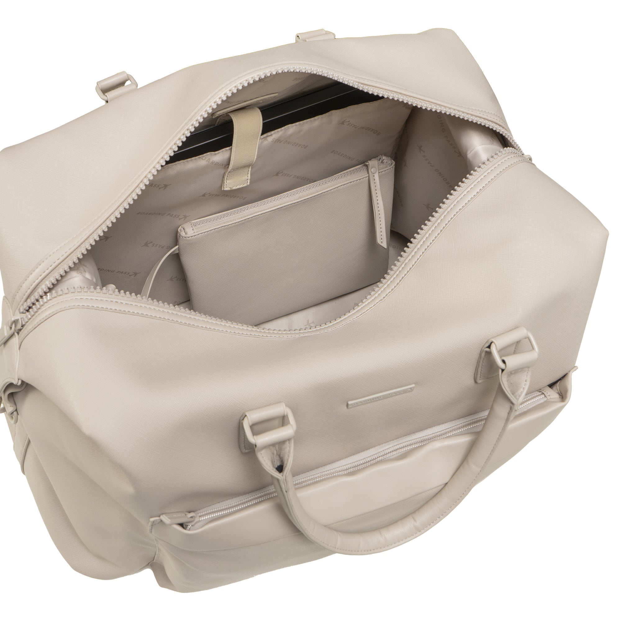 The Santorini Vegan Saffiano Leather Duffel- Ivory