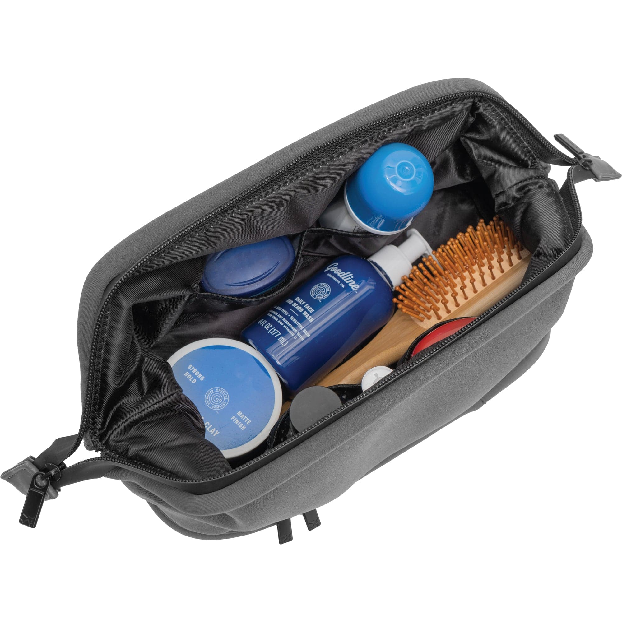 The Callisto Neoprene Drop Bottom Toiletry Case- Charcoal