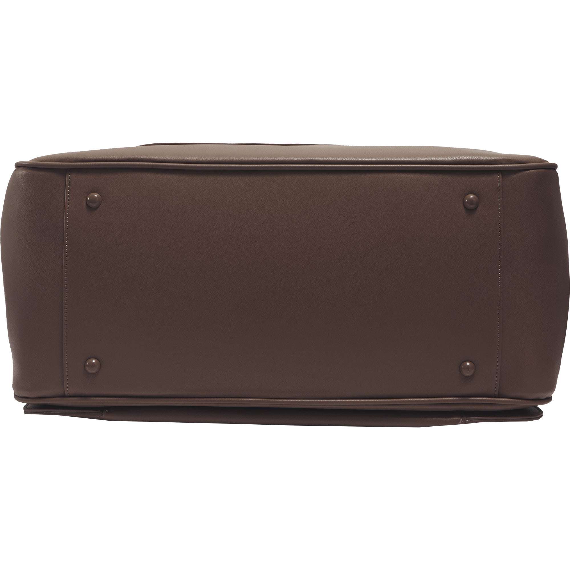 The Commuter East West Triple Compartment Vegan Leather Tote- Chocolate