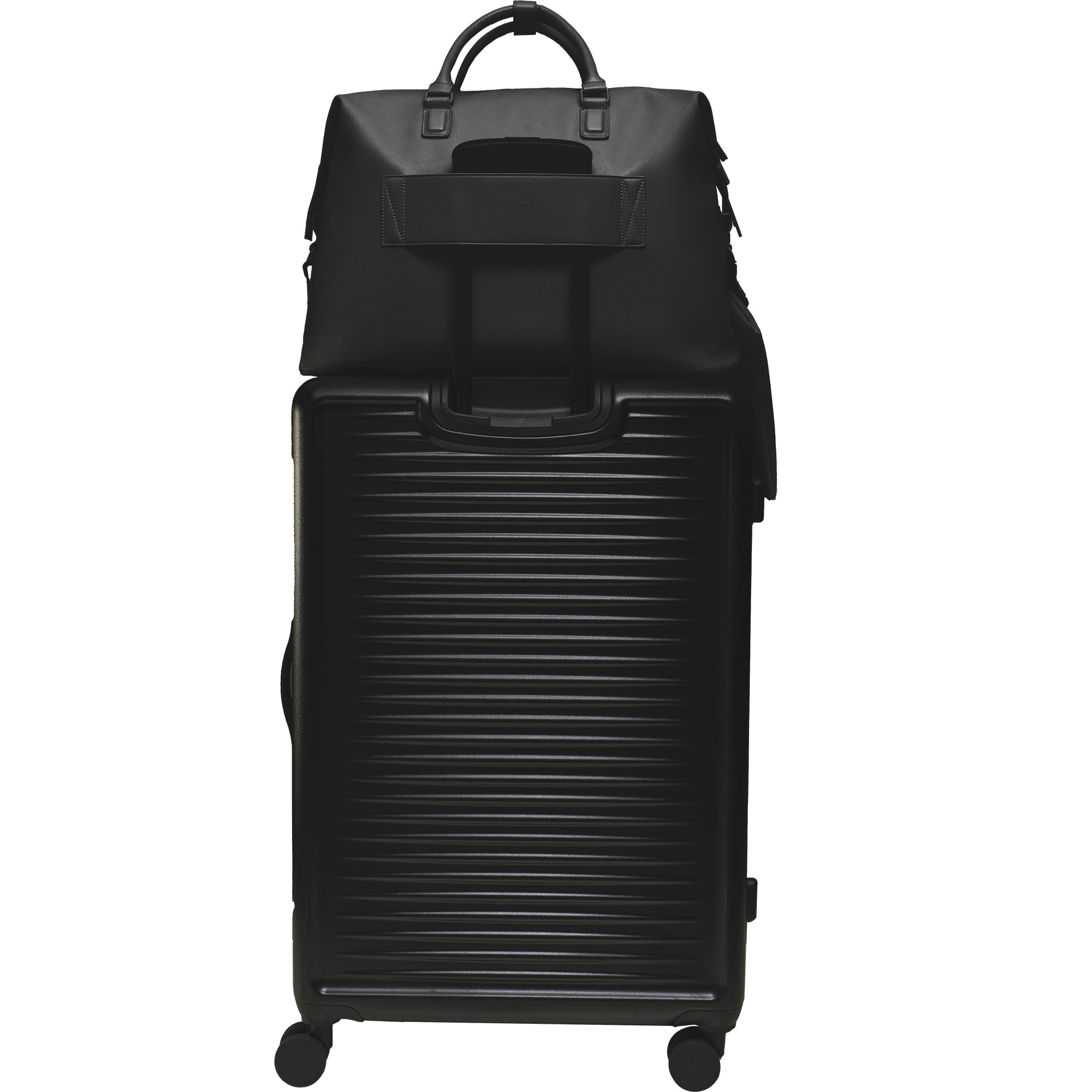 The Santorini Vegan Saffiano Leather Duffel- Black