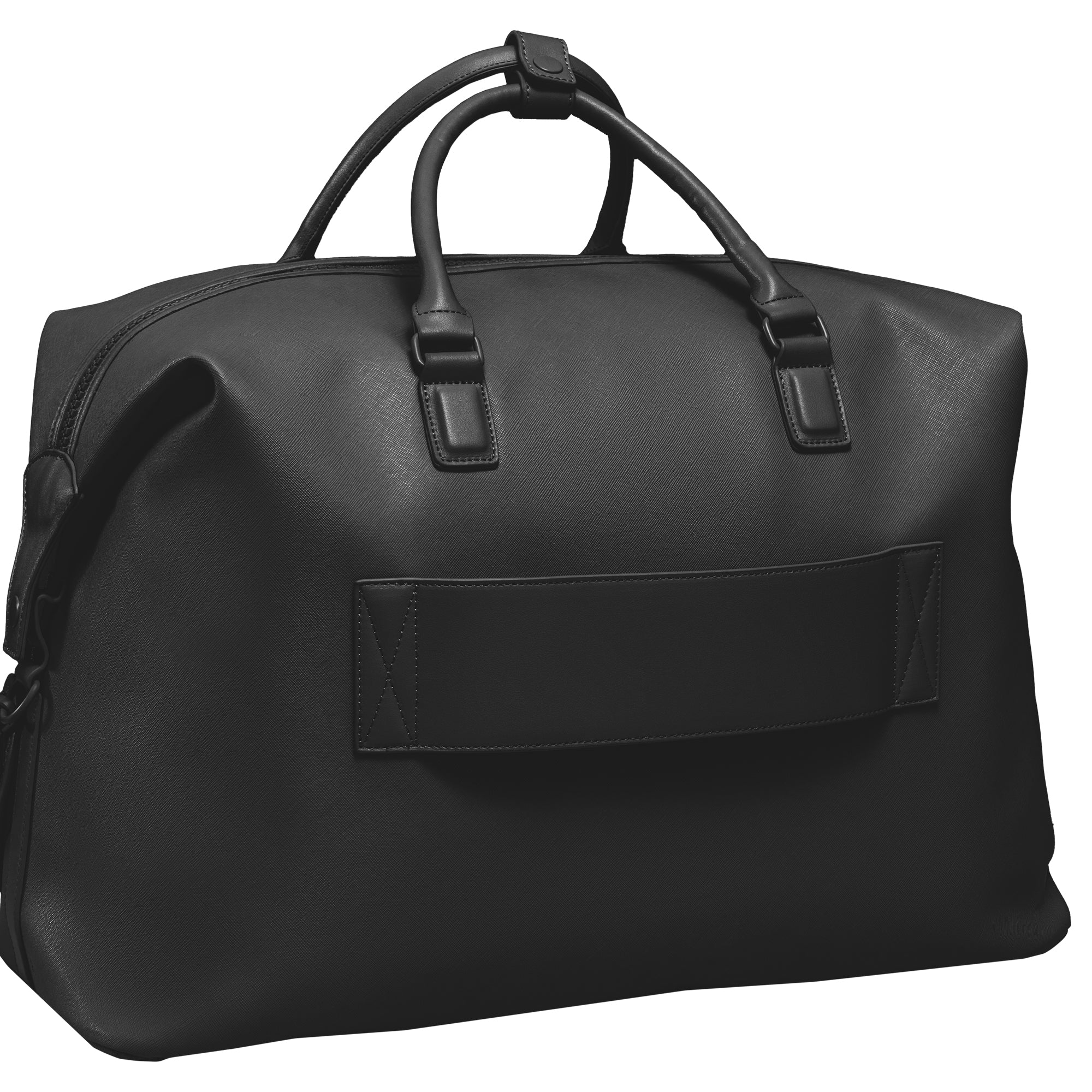 The Santorini Vegan Saffiano Leather Duffel- Black