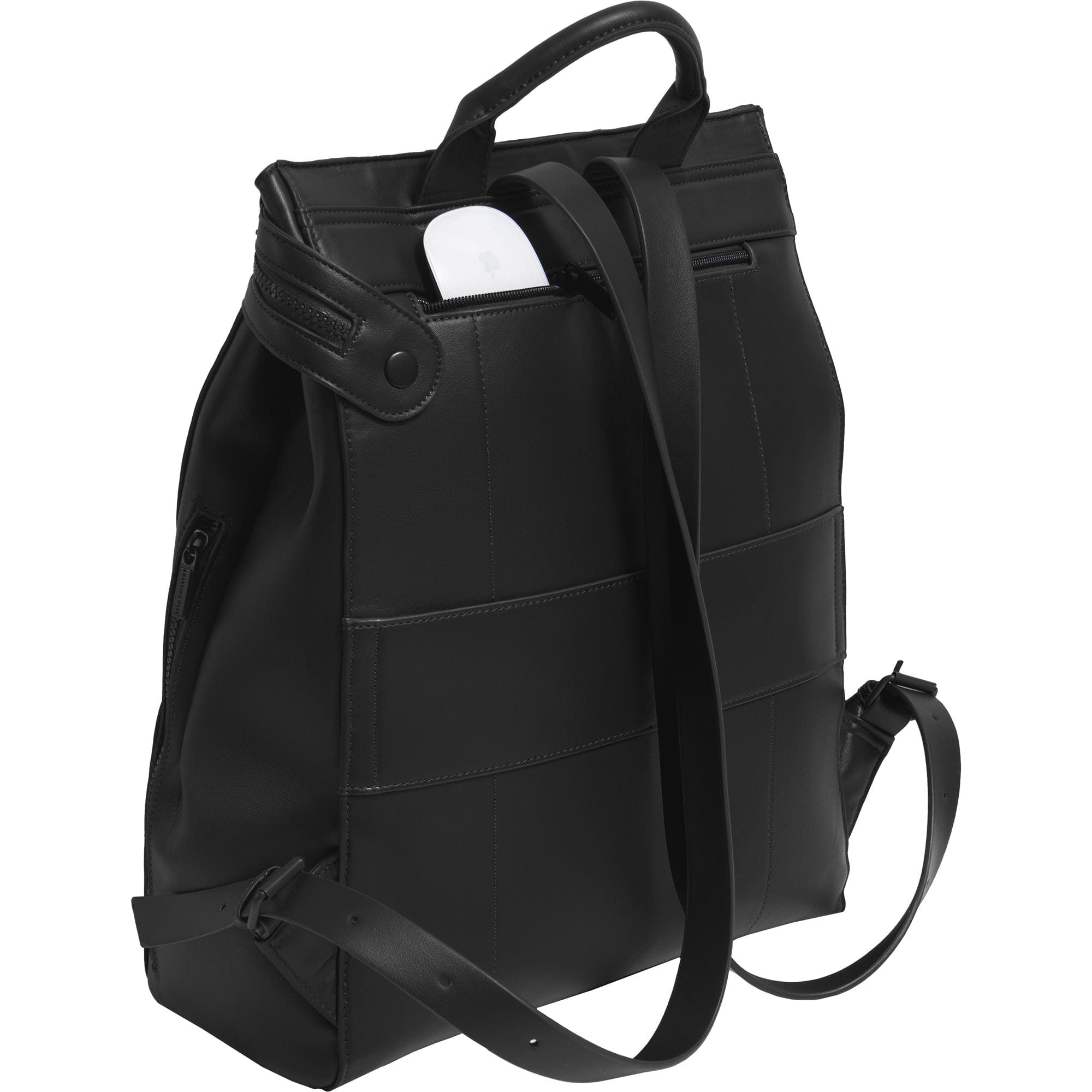 The Verona Vegan Vachetta Leather Square Backpack- Black