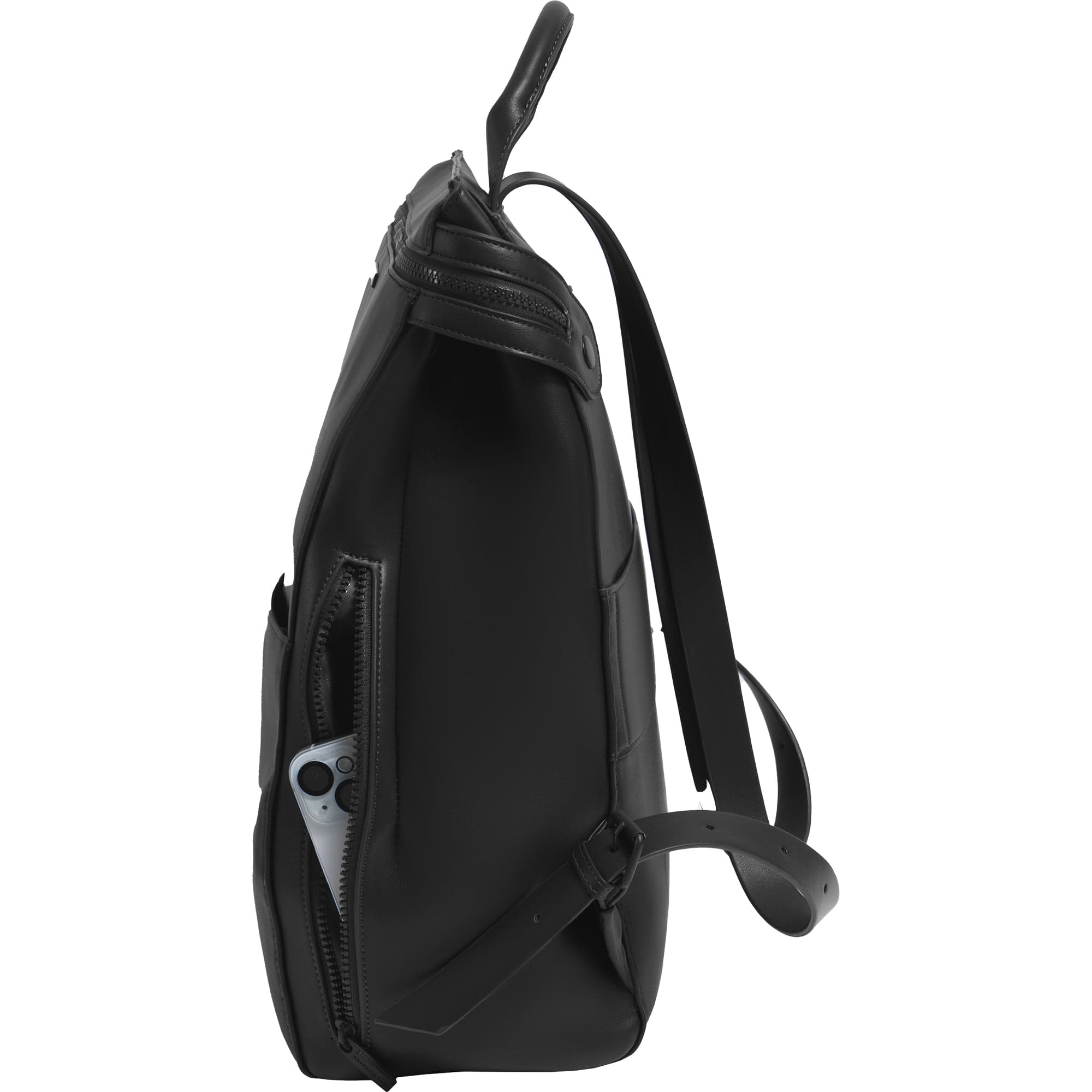 The Verona Vegan Vachetta Leather Square Backpack- Black