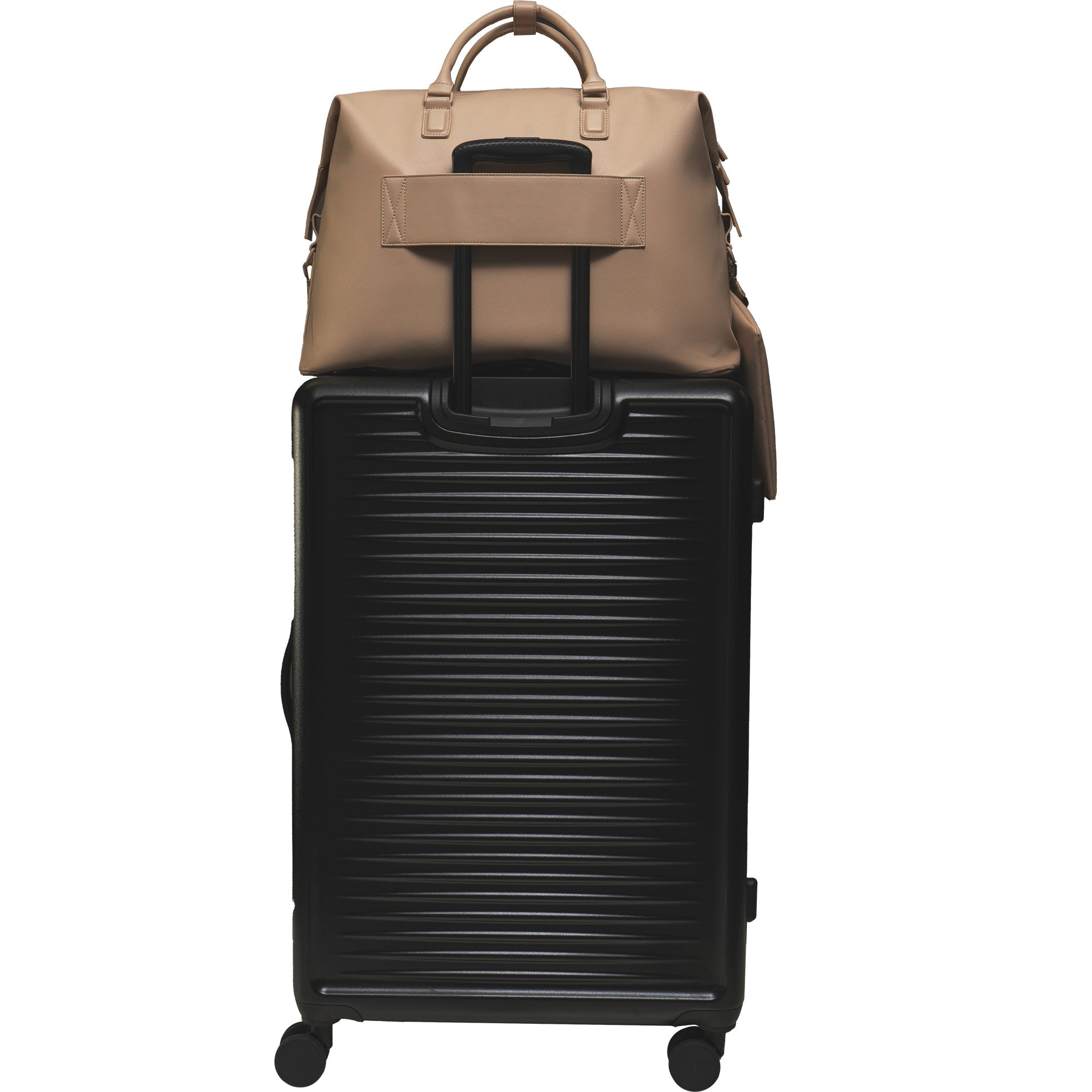 The Santorini Vegan Saffiano Leather Duffel- Taupe