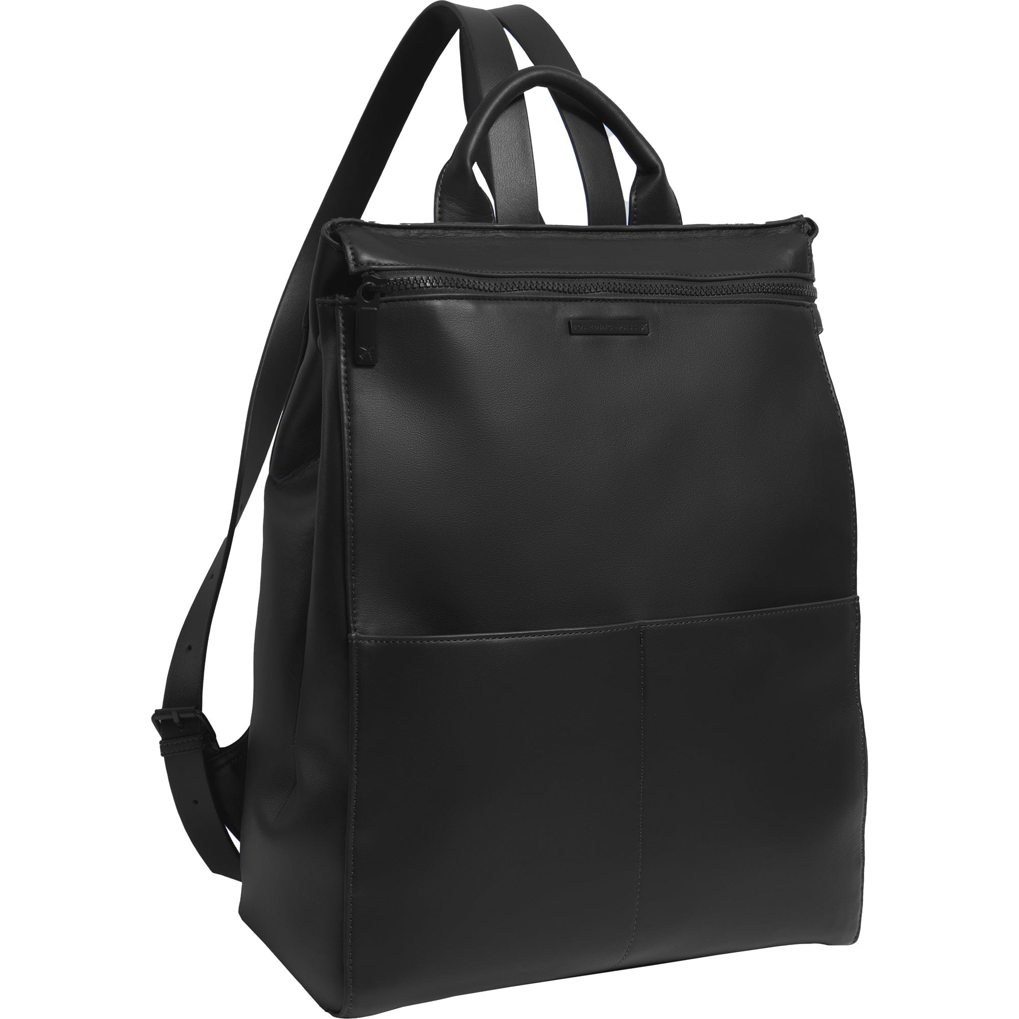 black leather backpack square The Verona Vegan Vachetta Leather Square Backpack- Black
