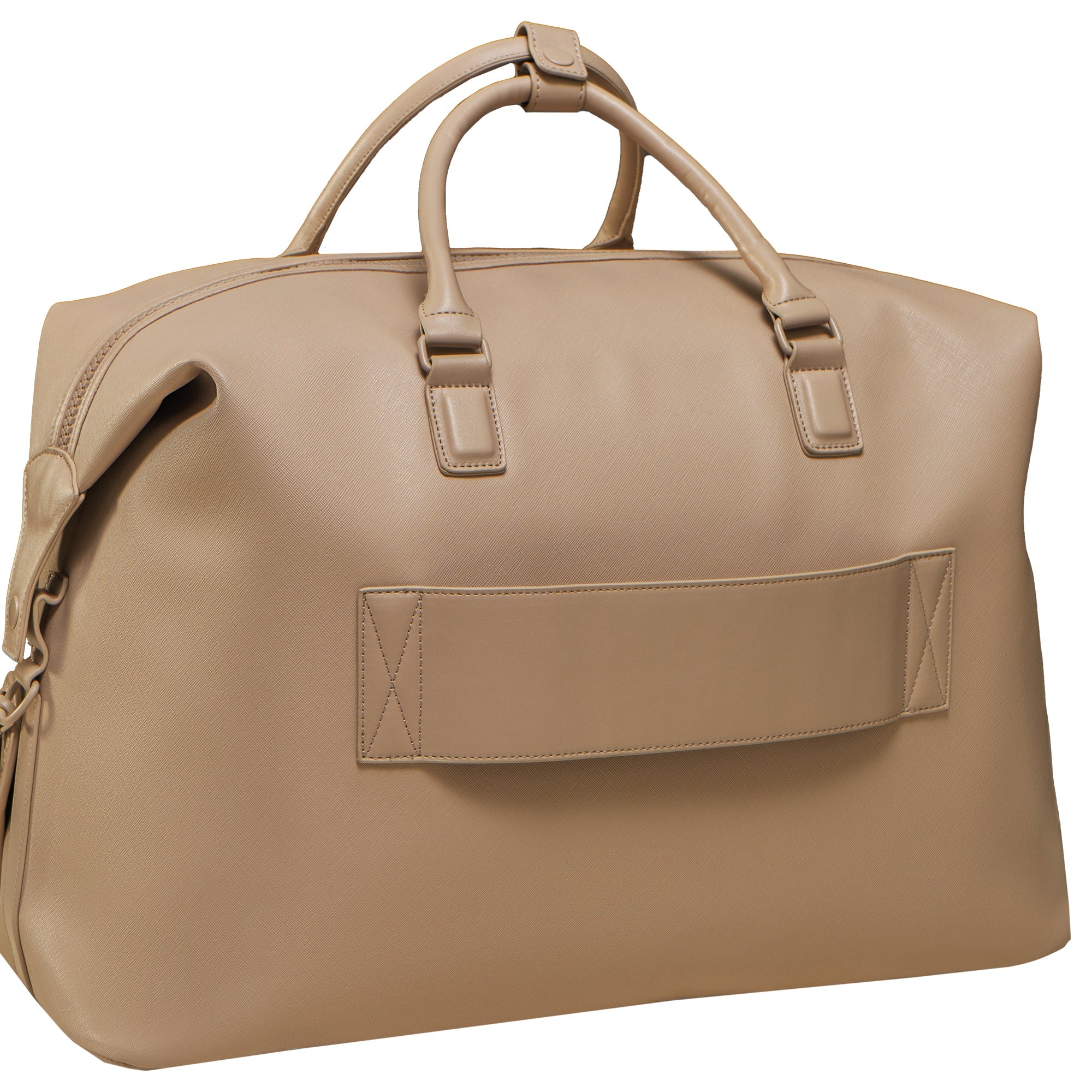 The Santorini Vegan Saffiano Leather Duffel- Taupe