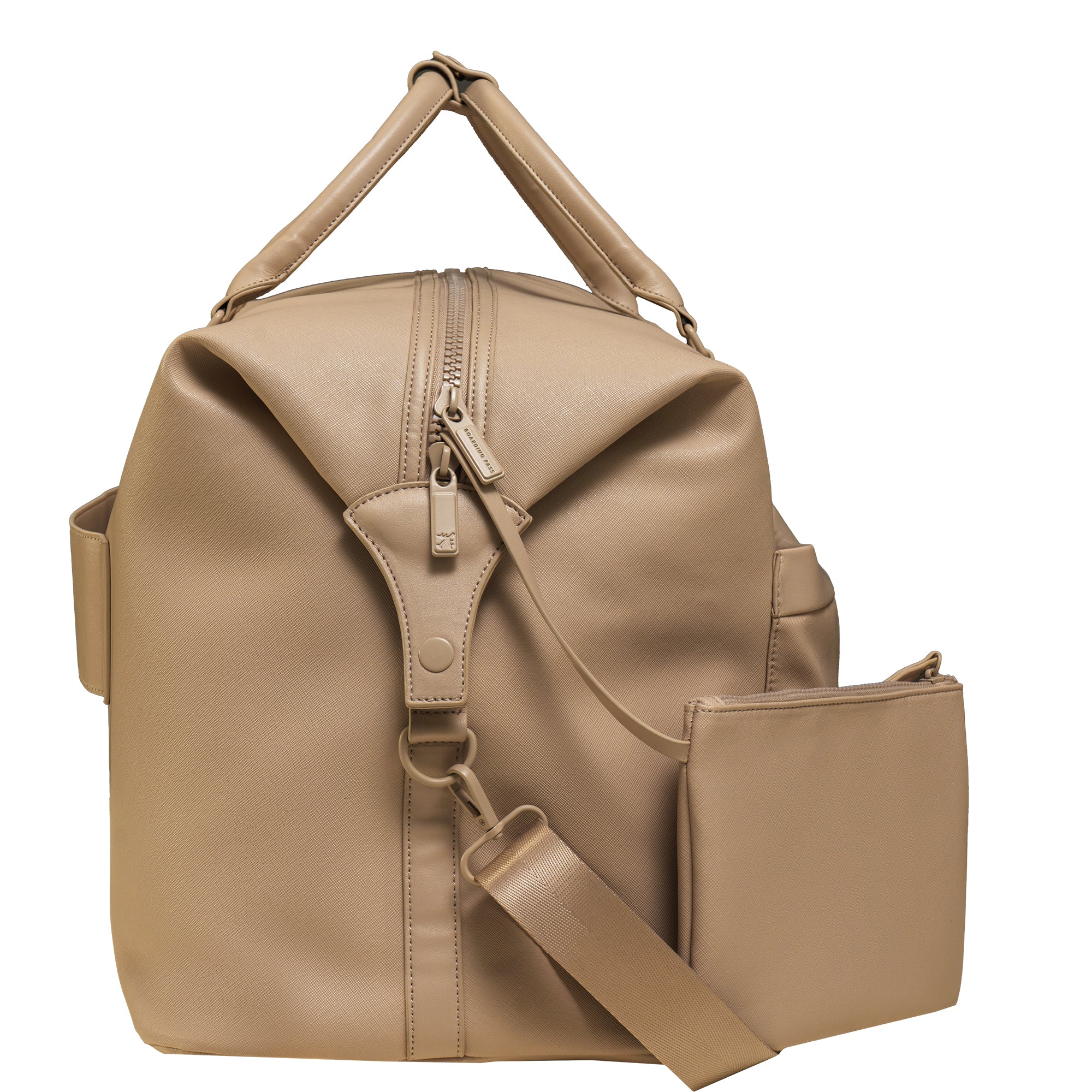 The Santorini Vegan Saffiano Leather Duffel- Taupe