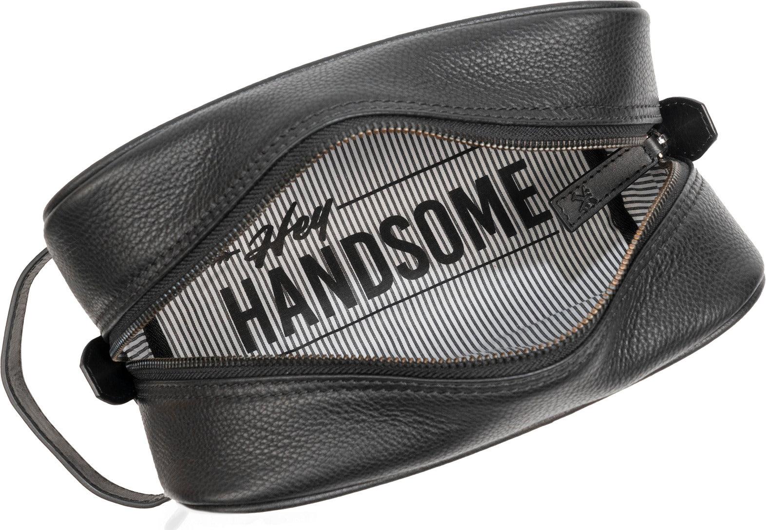 Trousse De Toilette Opti En Cuir Noir – Kit Dopp Vintage – Fermeture éclair