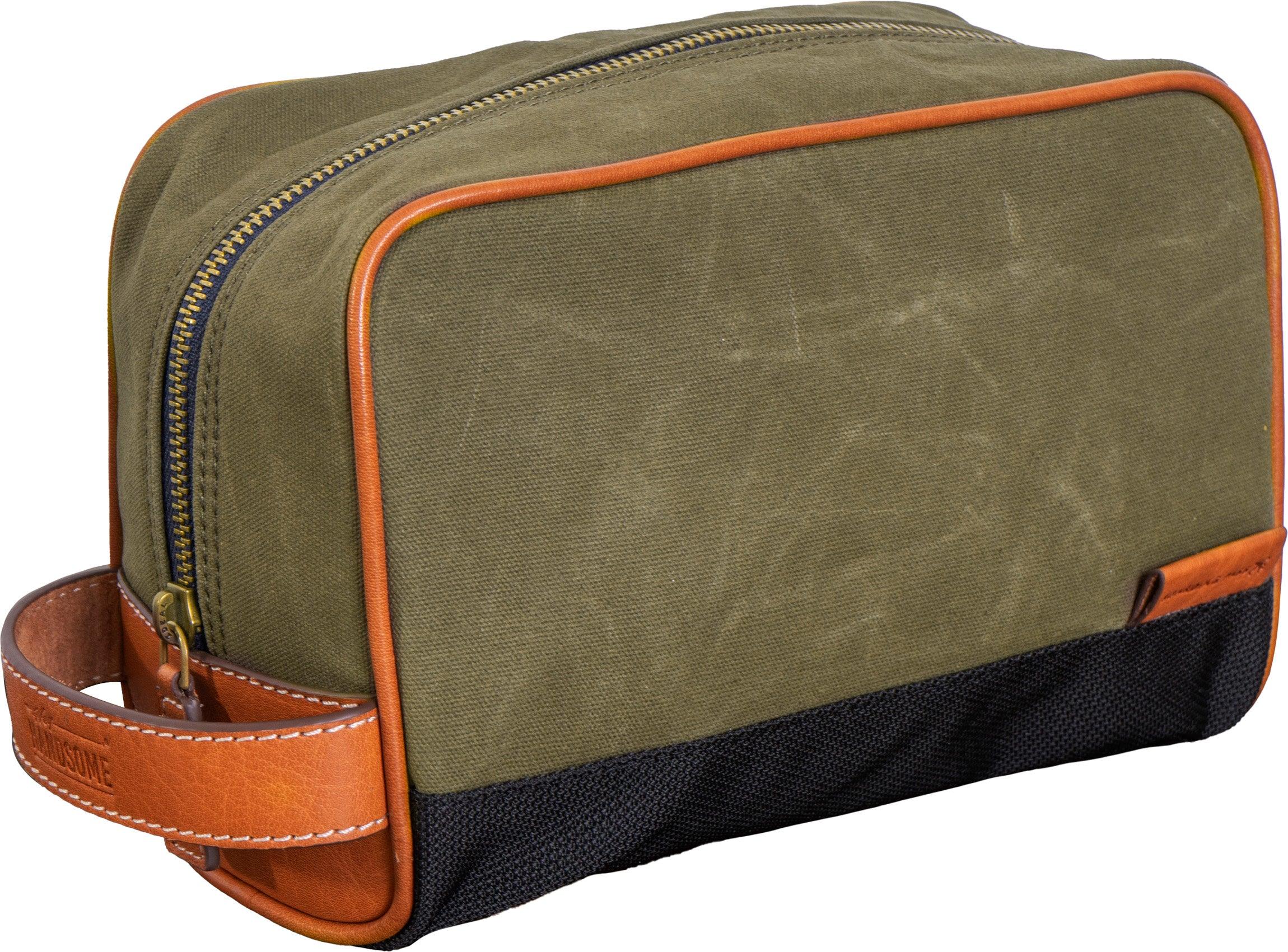 The Jack Dopp Kit // Caramel Waxed Canvas Expandable Dopp Kit / Travel Bag / Toiletry Bag / Cosmetics Pouch with outlets Pocketed Lining