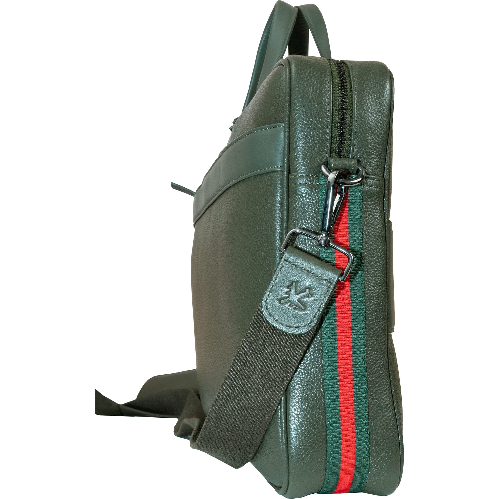 Hey Handsome 18" Pebble Grain Genuine Leather Briefcase - Olive