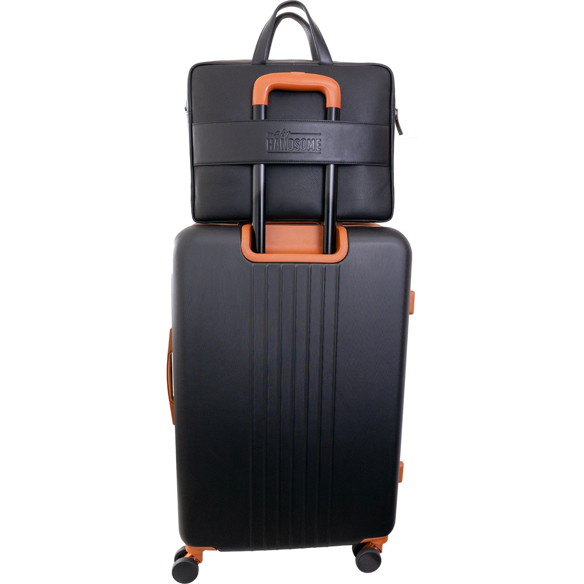 Hey Handsome 18" Pebble Grain Genuine Leather Briefcase - Black