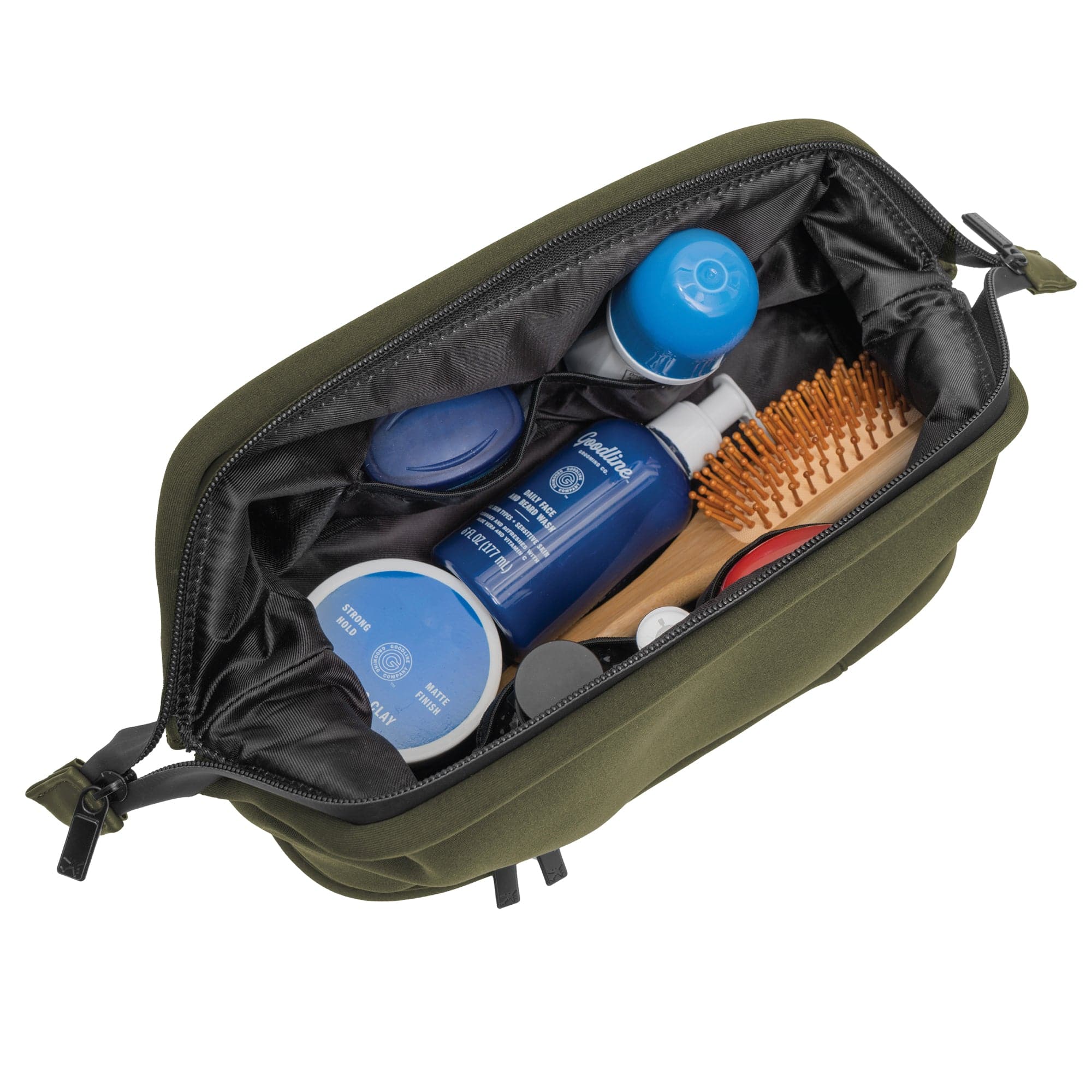 The Callisto Neoprene Drop Bottom Toiletry Case- Olive