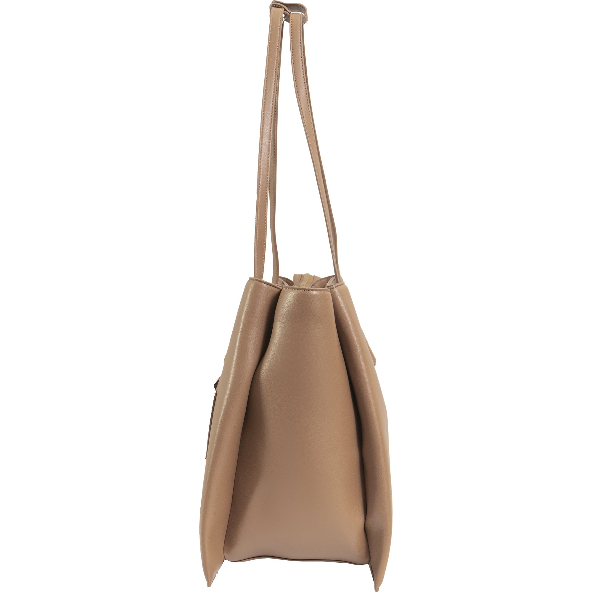 The Commuter Triple Compartment Vegan Leather Shoulder Tote- Taupe