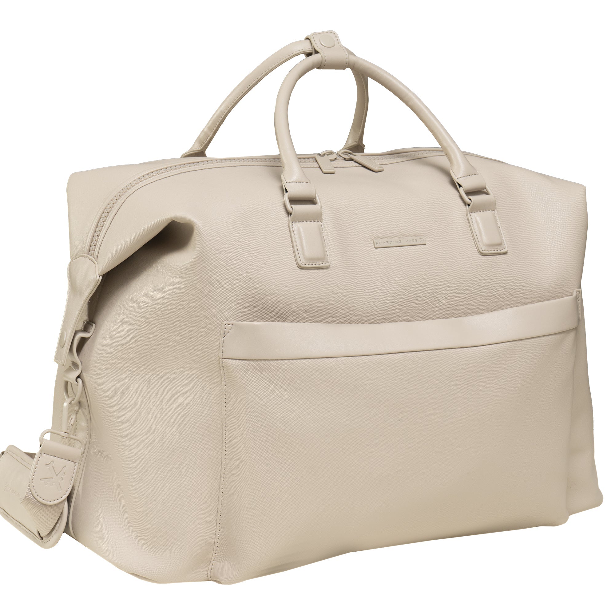 The Santorini Vegan Saffiano Leather Duffel- Ivory