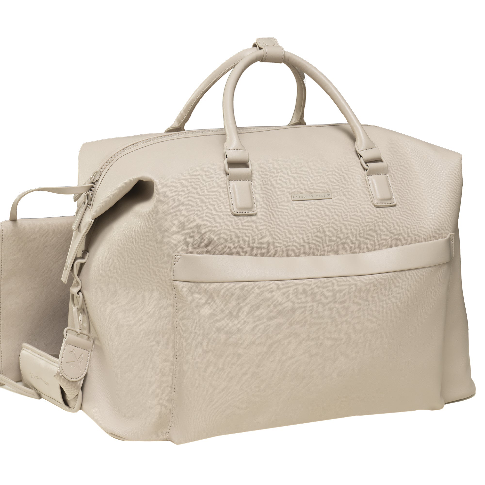 The Santorini Vegan Saffiano Leather Duffel- Ivory