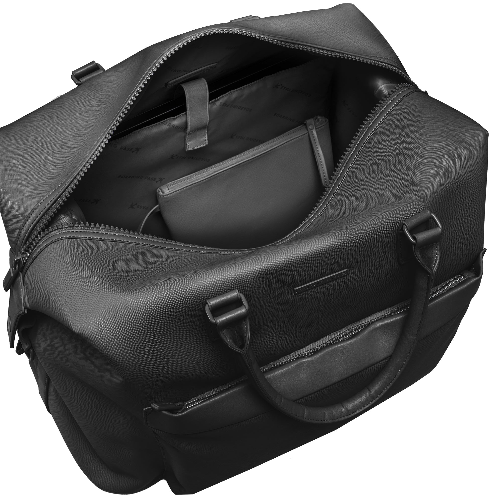 The Santorini Vegan Saffiano Leather Duffel- Black