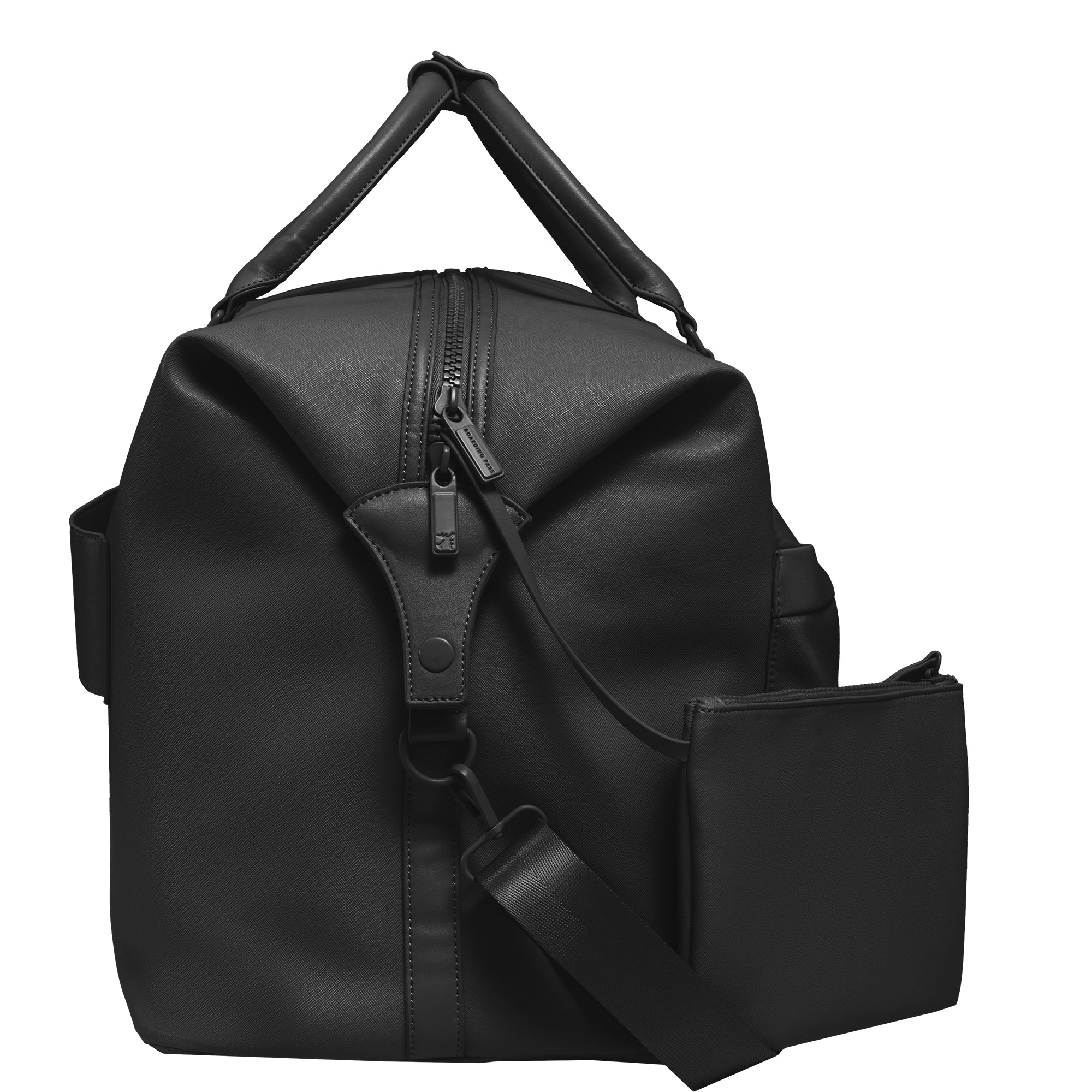 The Santorini Vegan Saffiano Leather Duffel- Black