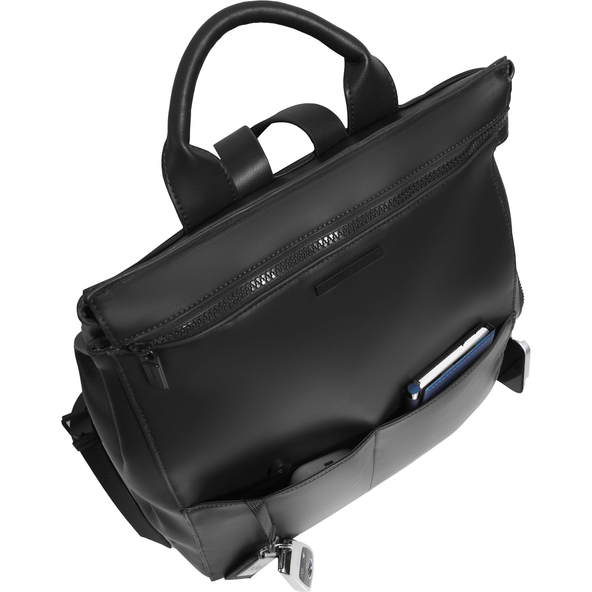 The Verona Vegan Vachetta Leather Square Backpack- Black