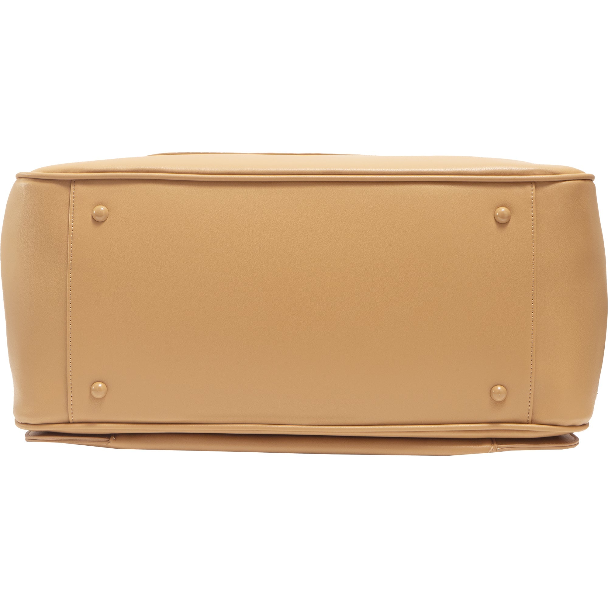 The Commuter East West Triple Compartment Vegan Leather Tote- Tan