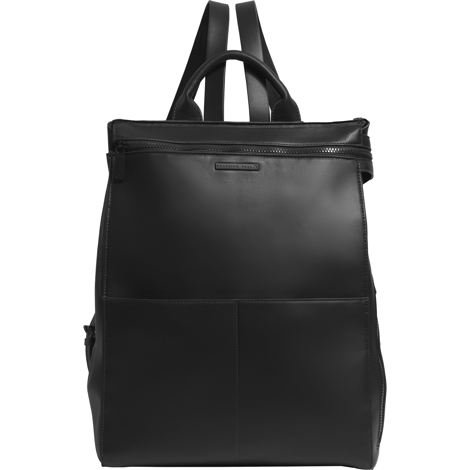 The Verona Vegan Vachetta Leather Square Backpack- Black