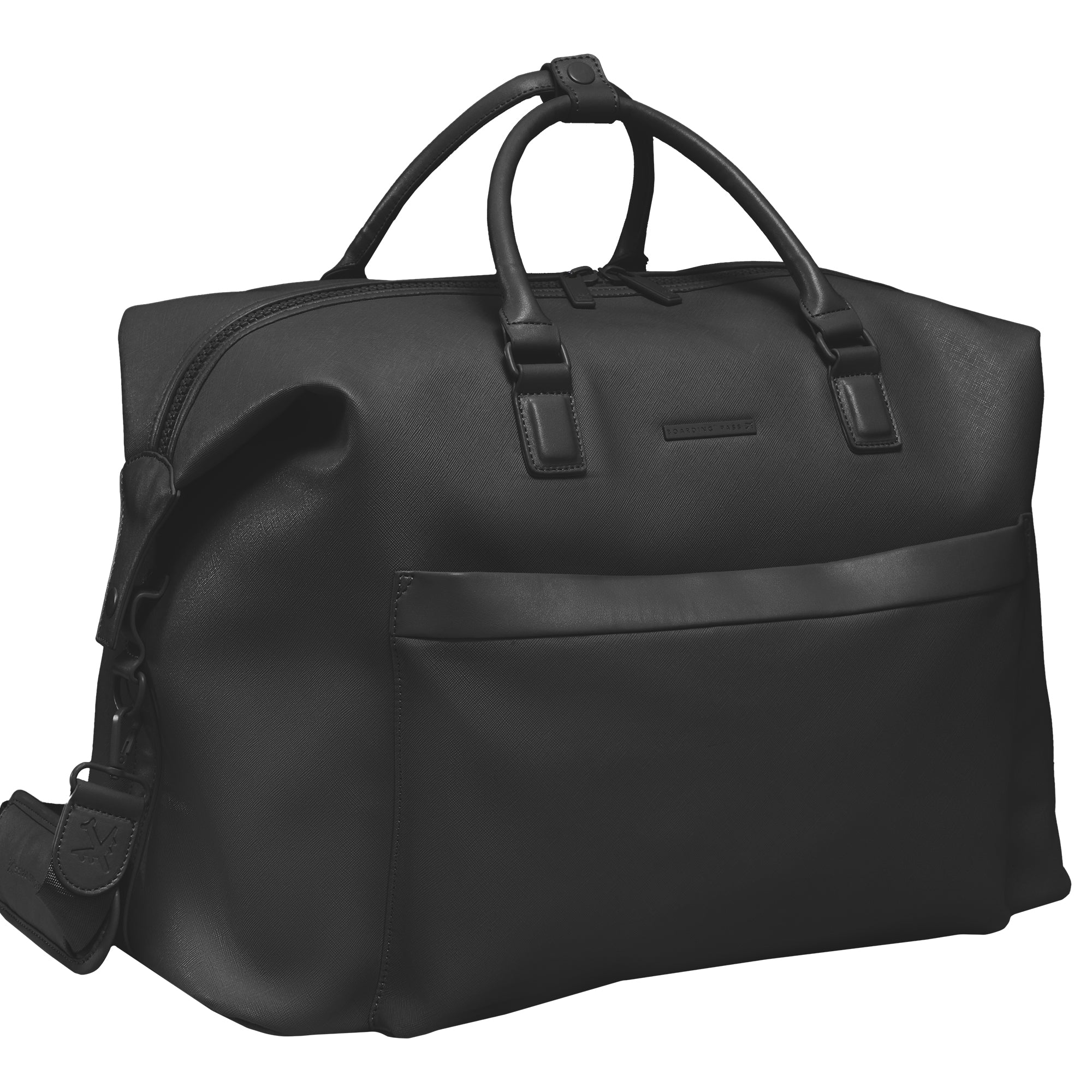 The Santorini Vegan Saffiano Leather Duffel- Black
