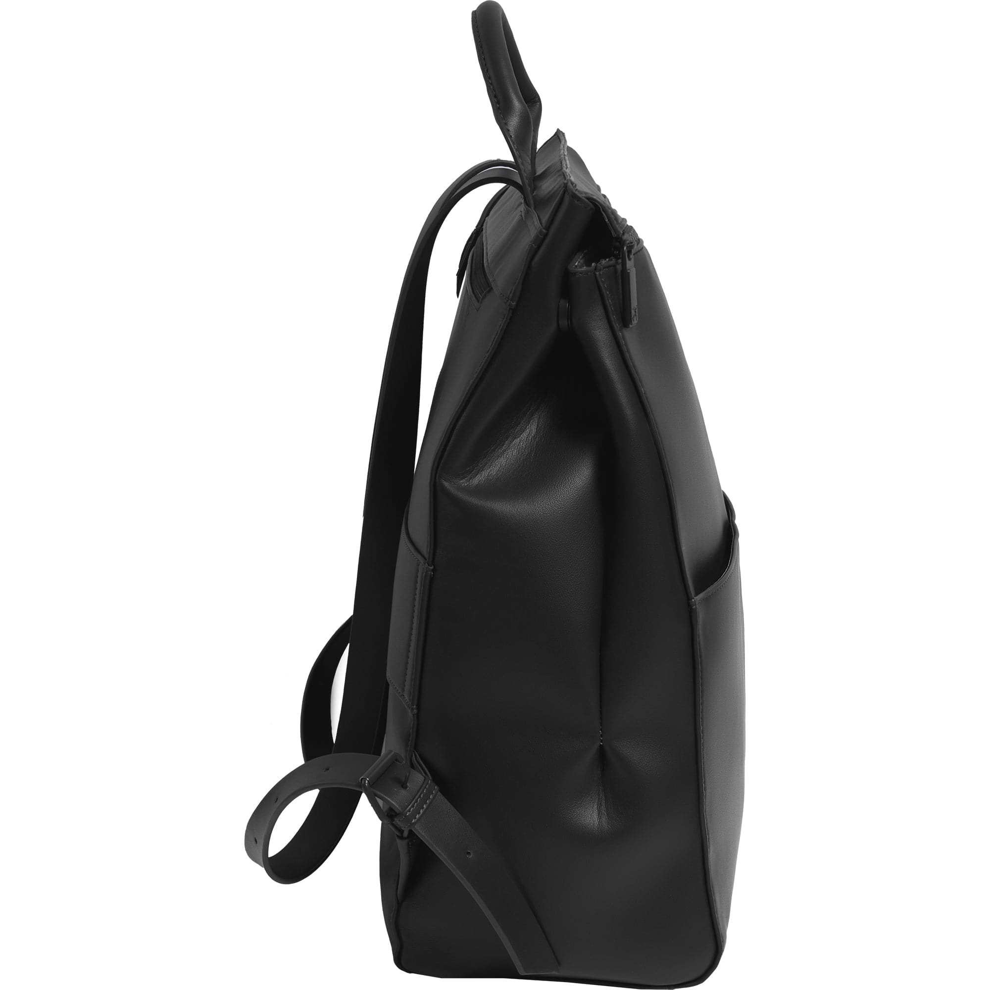 The Verona Vegan Vachetta Leather Square Backpack- Black