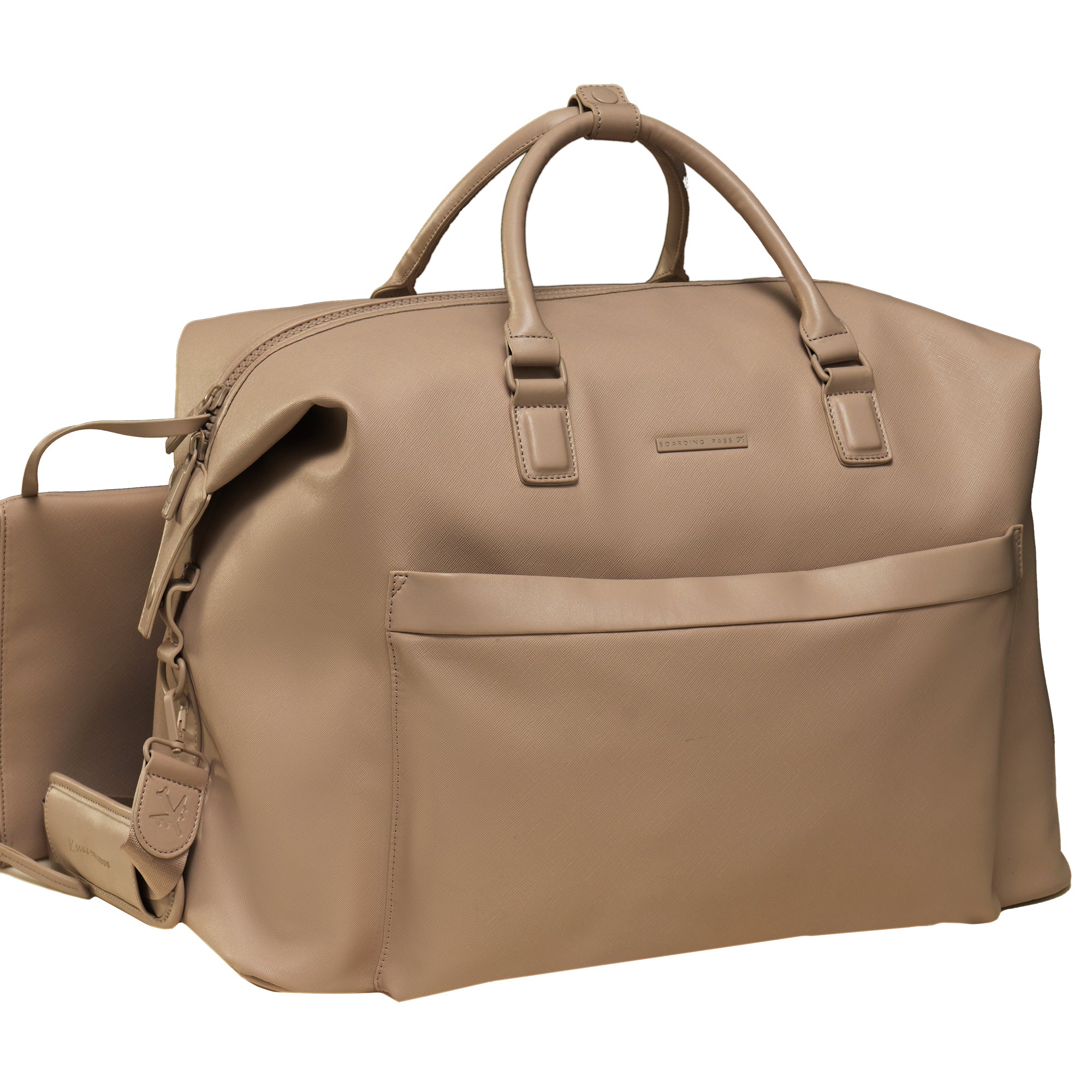 The Santorini Vegan Saffiano Leather Duffel- Taupe