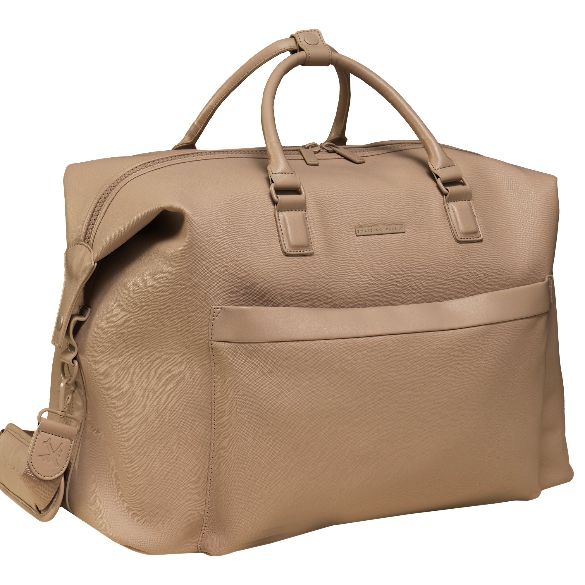 The Santorini Vegan Saffiano Leather Duffel- Taupe