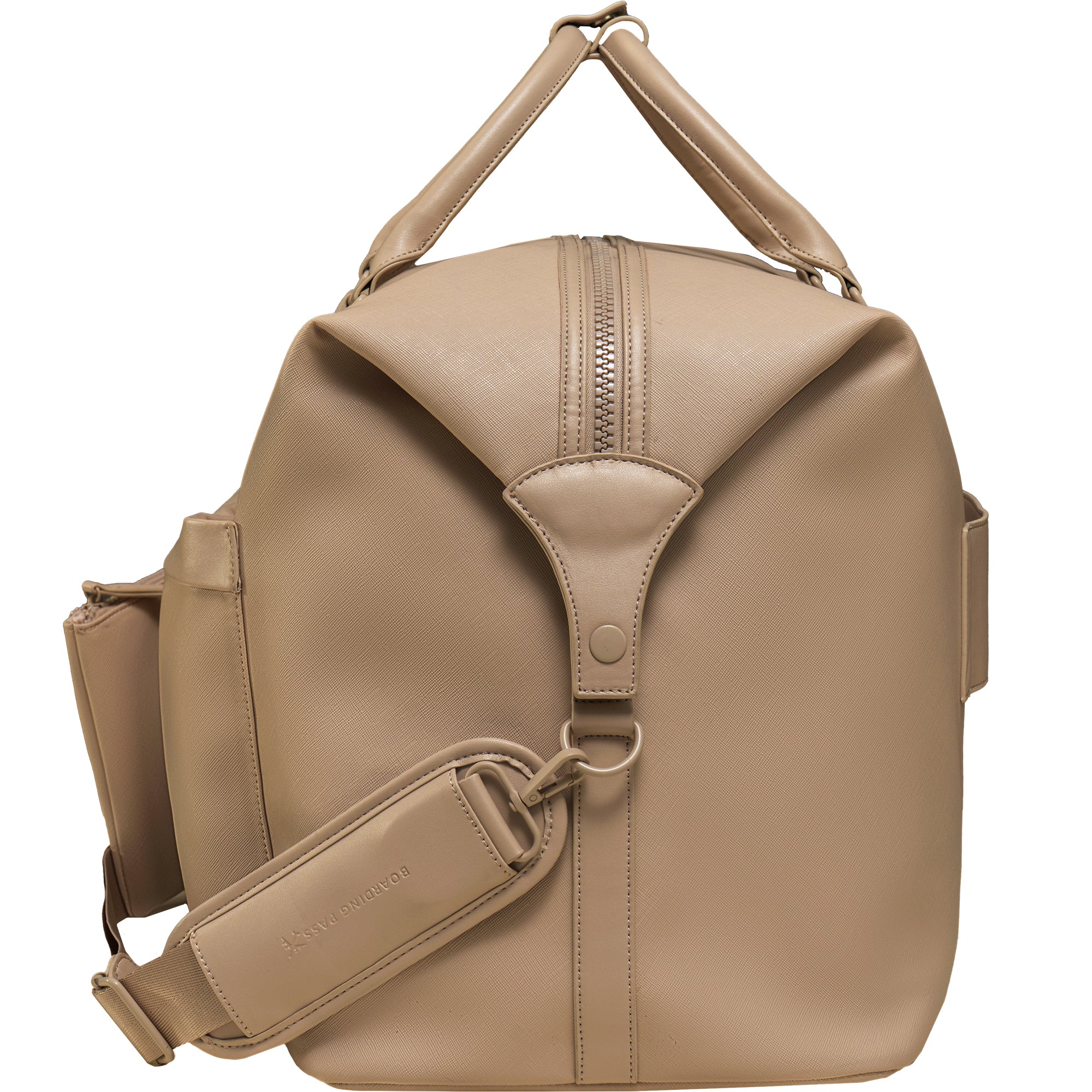 The Santorini Vegan Saffiano Leather Duffel- Taupe