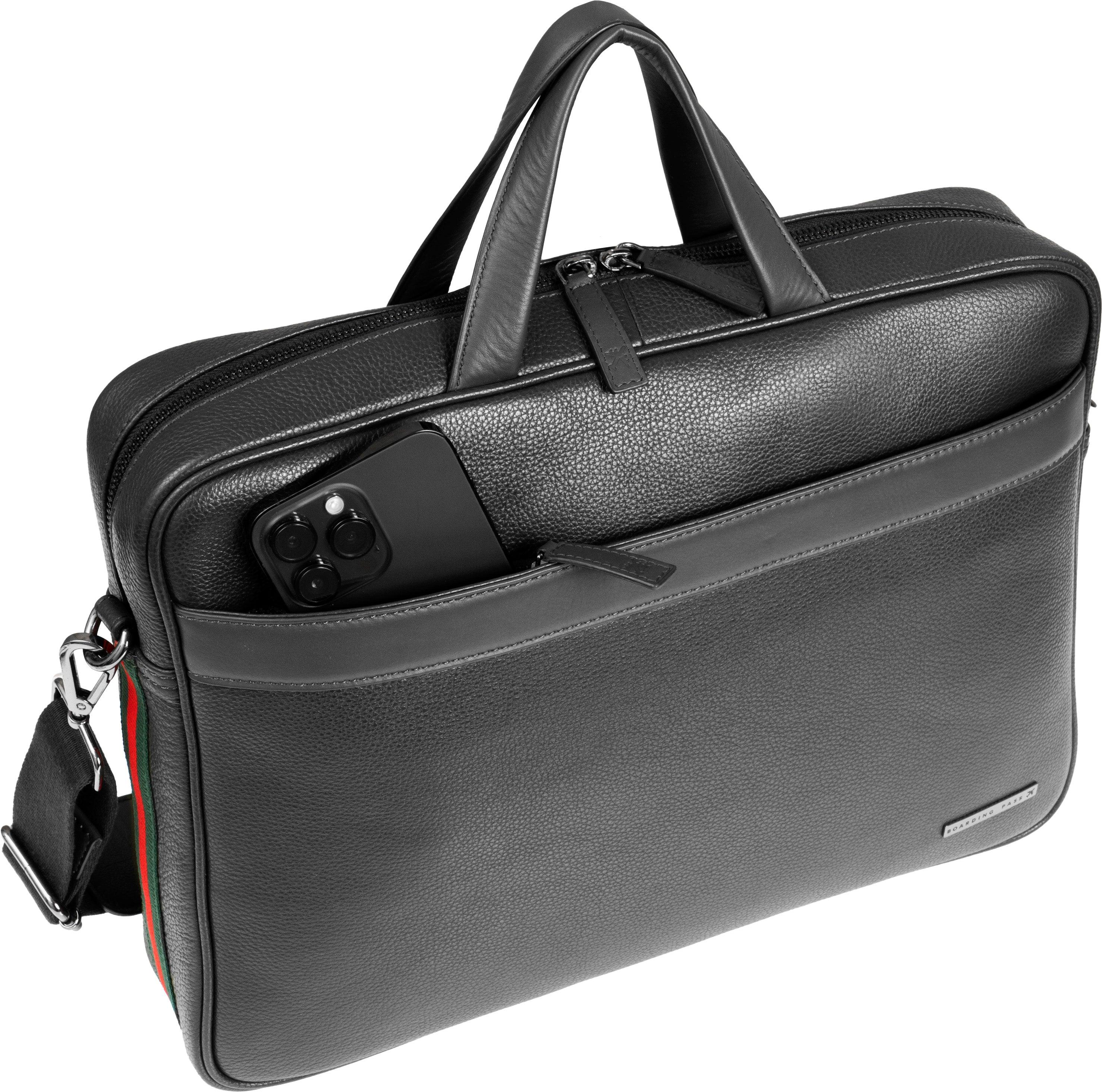 Boarding Pass Hey Handsome 18\" Pebble Grain Genuine Leather Briefcase