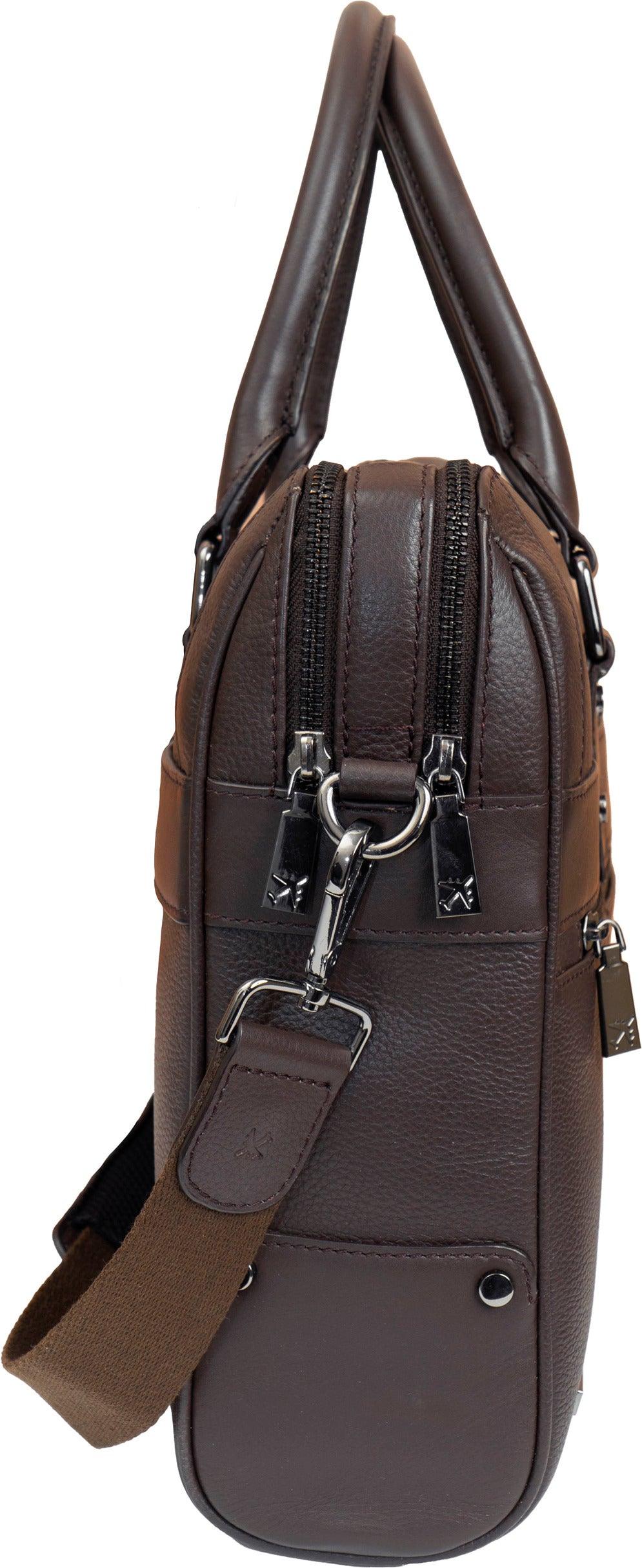 The Gotham 18" Pebble Grain Genuine Leather Briefcase - Chocolate