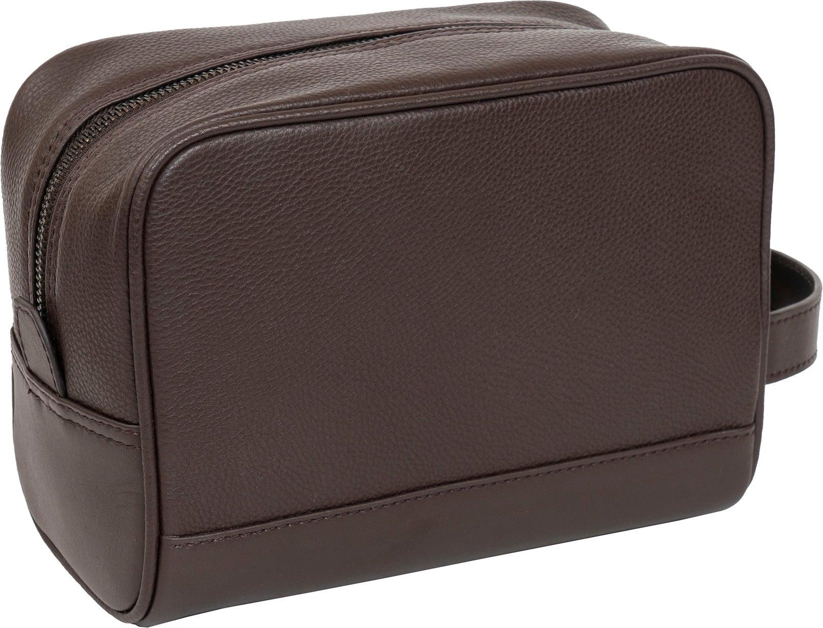 Hey Handsome Pebble Grain Genuine Leather Dopp Kit - Chocolate