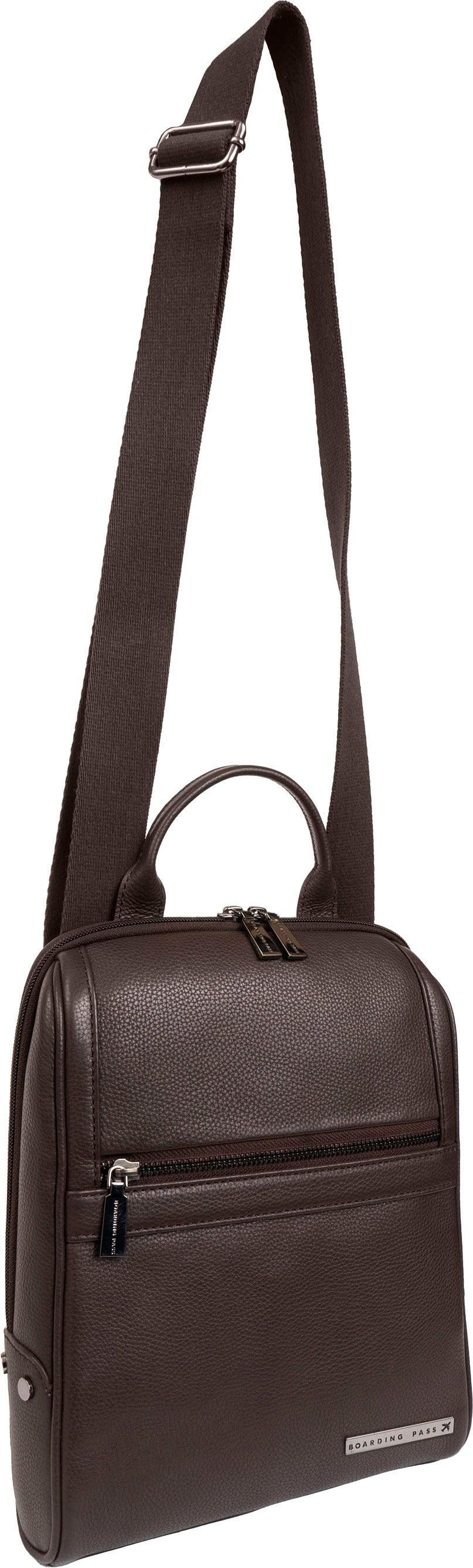 Gotham 12" Pebble Grain Genuine Leather Messenger Bag - Chocolate