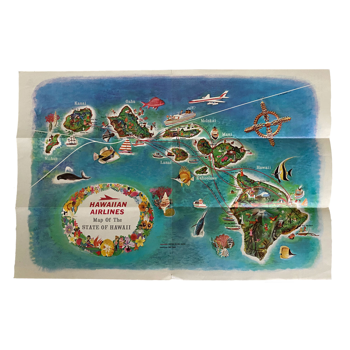 Vintage Map of the Hawaiian Islands - Hawaiian Airlines